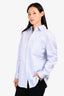 Saint Laurent Blue/White Cotton Striped Button Shirt Size 36