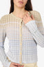 Sandro Beige/Blue Metallic Crochet-Knit Cardigan Size 3