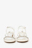 Pre-Loved Chanel™ 2023 White Leather Interlocking CC Logo Slingback Sandals Size 39.5