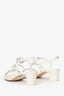 Pre-Loved Chanel™ 2023 White Leather Interlocking CC Logo Slingback Sandals Size 39.5