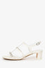 Pre-Loved Chanel™ 2023 White Leather Interlocking CC Logo Slingback Sandals Size 39.5