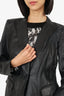 Lafayette 148 Black Leather Lace Back Blazer Size 6