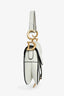 Christian Dior 2021 White Grained Leather Mini Saddle Bag