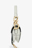 Christian Dior 2021 White Grained Leather Mini Saddle Bag