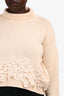 Ermanno Scervino Cream Knit/Embroidered Turtleneck Cropped Sweater Size 40