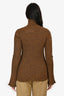 Sandro Brown Sparkly Ribbed Knit Quarter Zip Top Size M