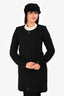 Chanel Black Wool/Silk Zip Up L/S Dress Size 40