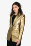 Alexander McQueen Gold Metallic Wool Single Breasted Blazer Size 42