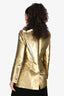 Alexander McQueen Gold Metallic Wool Single Breasted Blazer Size 42