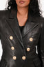 Balmain Black Leather Double Breasted Blazer Size 38