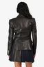 Balmain Black Leather Double Breasted Blazer Size 38