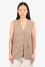 Ganni Taupe Knit Crystal Buttoned Vest Size M