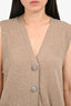 Ganni Taupe Knit Crystal Buttoned Vest Size M