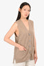 Ganni Taupe Knit Crystal Buttoned Vest Size M