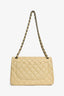 Pre-Loved Chanel™ 2011-12 Beige Caviar Leather Jumbo Double Flap Shoulder Bag