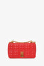 Burberry Red Leather Quilted TB Logo Lola Flap Crossbody
