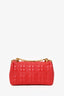 Burberry Red Leather Quilted TB Logo Lola Flap Crossbody