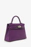 Hermès 2021 Violet/Blue Marine Mysore Chevre Leather Mini Kelly PHW With Strap