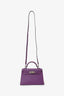 Hermès 2021 Violet/Blue Marine Mysore Chevre Leather Mini Kelly PHW With Strap