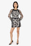 Balenciaga Black/White Silk Floral Print Long Sleeve Midi Dress Size 38