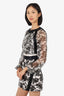 Balenciaga Black/White Silk Floral Print Long Sleeve Midi Dress Size 38