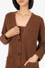 Vince Brown Wool Knit Cardigan With Top Set Size XS/S