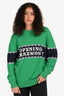 Opening Ceremony Green/Navy Cotton Blend Logo Crewneck Sweater Size P