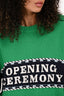 Opening Ceremony Green/Navy Cotton Blend Logo Crewneck Sweater Size P