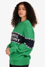 Opening Ceremony Green/Navy Cotton Blend Logo Crewneck Sweater Size P