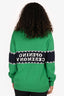 Opening Ceremony Green/Navy Cotton Blend Logo Crewneck Sweater Size P