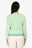 Gucci Green/White Wool/Cotton Supreme Cardigan Size S