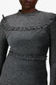 Maje Silver Glittery Long Sleeve Ruffle Detail Dress Size 3