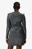 Maje Silver Glittery Long Sleeve Ruffle Detail Dress Size 3