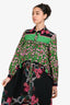 Sandro Green/Black Floral Print Button Down Ruffle Detail Dress Size 38