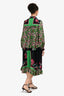 Sandro Green/Black Floral Print Button Down Ruffle Detail Dress Size 38
