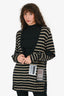Burberry Black/Beige Knit Striped V-Neck Sweater Size S