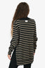 Burberry Black/Beige Knit Striped V-Neck Sweater Size S