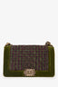 Pre-Loved Chanel™ 2013/2014 Green/Purple Velvet Tweed Old Medium Boy Bag
