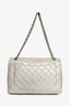 Pre-Loved Chanel™ 2008/2009 Silver Leather Metallic Quilted Maxi Classic Bag
