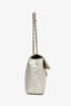 Pre-Loved Chanel™ 2008/2009 Silver Leather Metallic Quilted Maxi Classic Bag