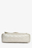 Pre-Loved Chanel™ 2008/2009 Silver Leather Metallic Quilted Maxi Classic Bag
