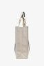 Chloe Beige Fabric Black Leather Trim Logo Woody Large Tote