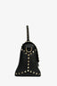 Valentino Black Grained Front Flap Rockstud Top Handle with Strap