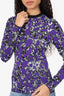 Balenciaga Purple/Black Printed Knit Long Sleeve Top size 38