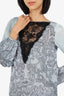 Emilio Pucci Silk Blue/Black Lace Long Sleeve Top Size 6