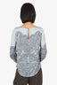 Emilio Pucci Silk Blue/Black Lace Long Sleeve Top Size 6