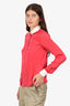 Emilio Pucci Pink/White Silk Button Up Blouse Size 4