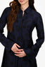 Stella McCartney Navy/Black Silk Circle Print Asymmetric Shirt Dress Size 40