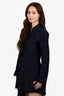 Stella McCartney Navy/Black Silk Circle Print Asymmetric Shirt Dress Size 40