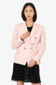 Balmain Pink Wool Double Breasted Blazer Size 42